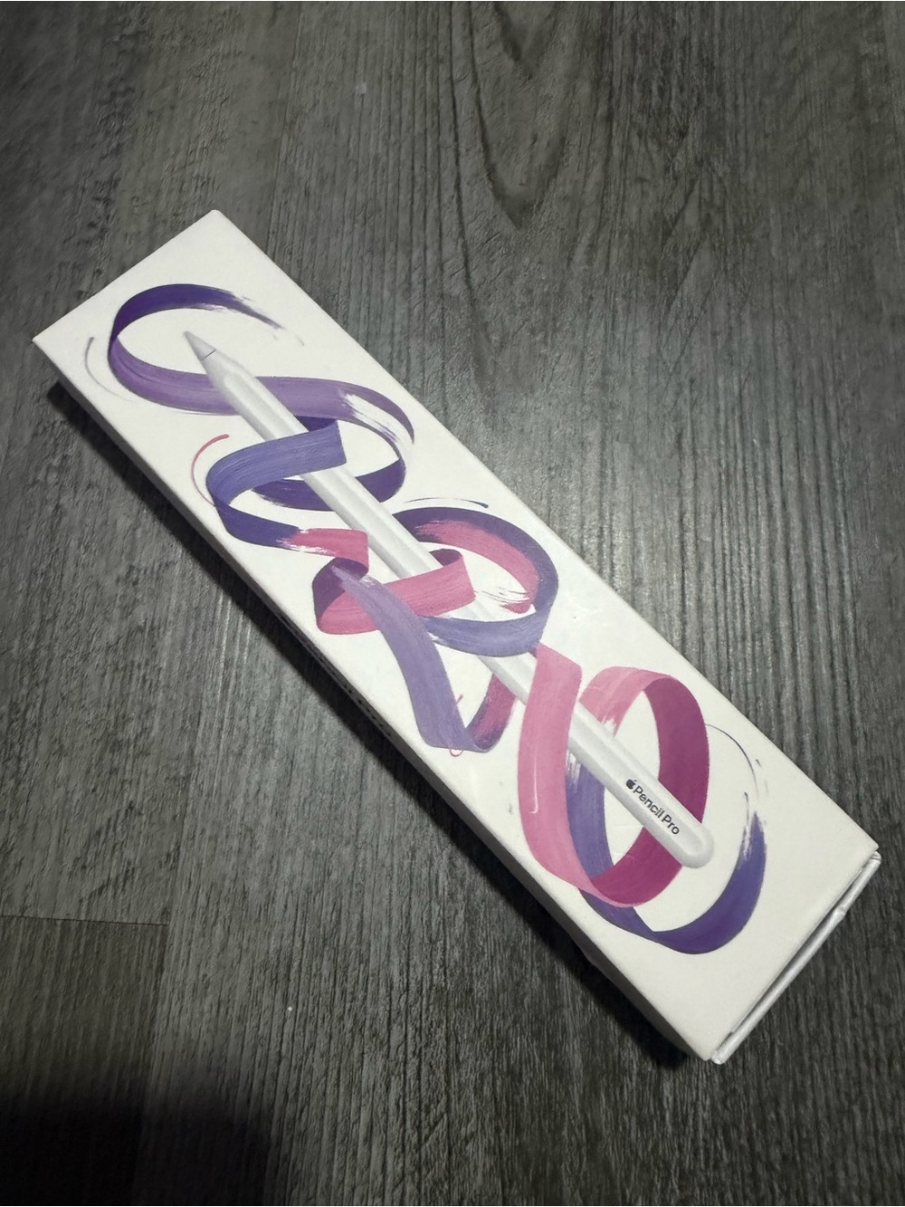 Apple Pencil Pro — White with Purple & Pink Brushstroke Box